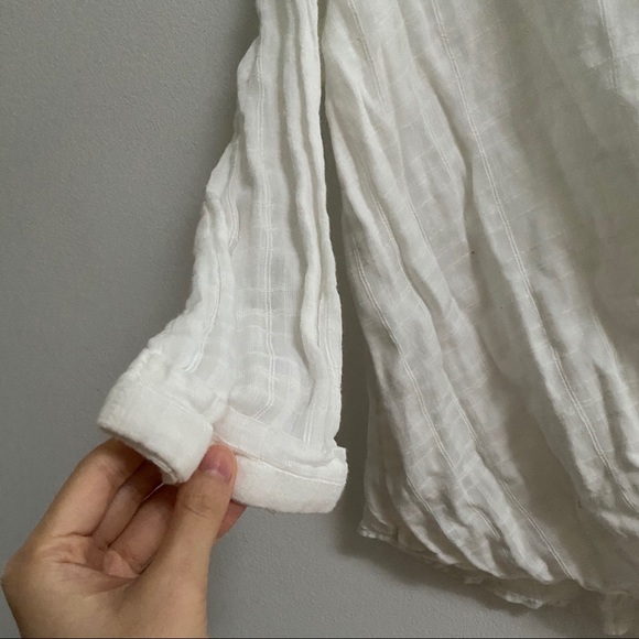 Hollister White Cotton Textured Wrap Shirt - Picture 2 of 7